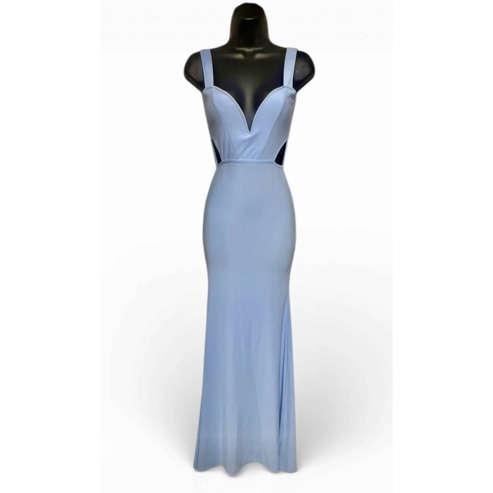 PrettyLittleThing Blue Cut Out Maxi Dress Formal Prom Evening Gown Size 0